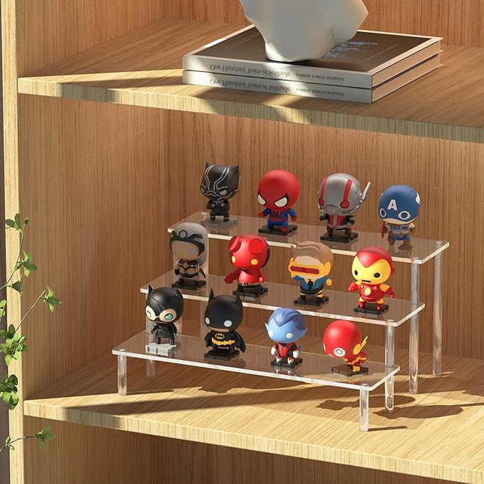 Acrylic 3 Tier Perfume Organizer Display, Cupcake Stand Holder, Large Shelf Risers for Figures, Dessert Shelves for Party, Riser Stand for Decoration and Organizer, Clear