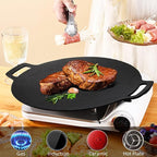 Korean BBQ Grill, Nonstick Round Griddle Pan with Bag, 12 Inch 6 Layer Coating BBQ Griddle, Cast Iron Griddles for Stove Top, Induction, Outdoor Camping, Tawa Roti Pan