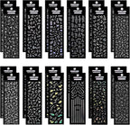 24 Sheets Holographic Kpop Deco Stickers Korean Stickers for Photocards Self Adhesive Clear Glitter Star Moon Butterfly Bubbles Decals for Album Scrapbook Journal Planner for DIY Decoration