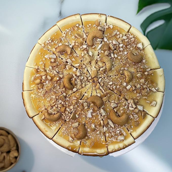 Andy Anand Caramel Cashew Cheesecake 9" | Freshly Baked, All-Natural | Made with Real California Cream Cheese, No Chemicals or Preservatives | Amazingly Delicious & Decadent (2 lbs)