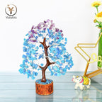 YATSKIA Turquoise and Amethyst Crystal Tree of Life - Gemstones and Crystals - Crystal Decor - Good Luck Gifts