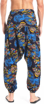 AITFINEISM Men's Drawstring Aladdin Hippie Harem Pants Loose Drop Crotch Trousers