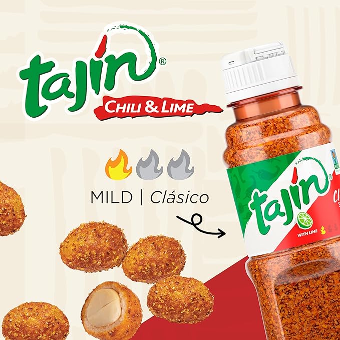 Snak Club Tajin Crunchy Peanuts, Nuts with Chili and Lime Seasoning, Mild, 2.25 oz Snack Bags, 12 Pack