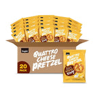 Quattro Cheese Flavored Pretzels, Korean Crunchy Snack, Cheese Blend Flavor, Bold and Savory - Pack of 20