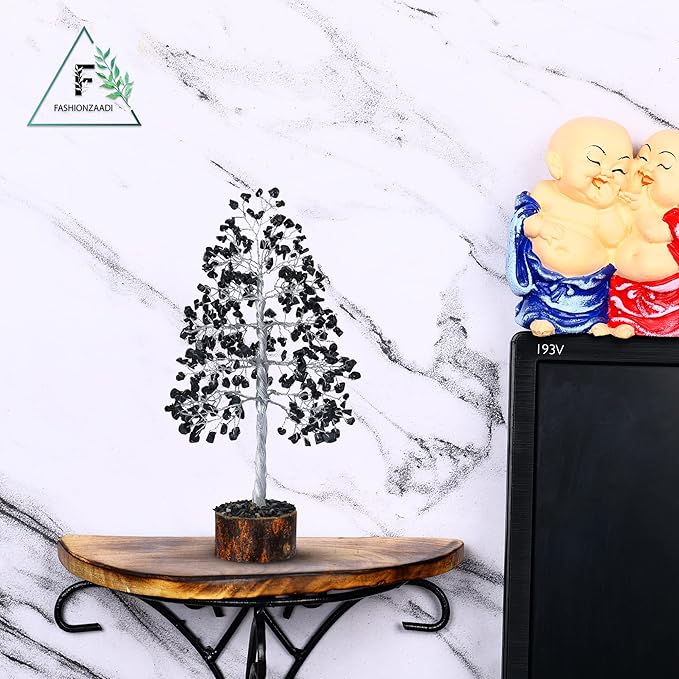 FashionZAADI Black Tourmaline Crystal Bonsai Tree for Positive Energy - Reiki Protection Crystals - Tree of Life Decor - Desk Accessories Aesthetic