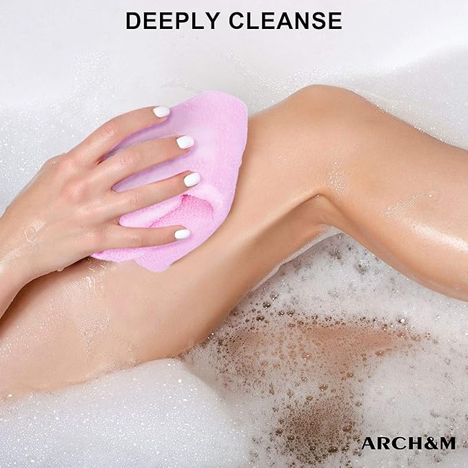 ARCH&M 12-Pack Premium Nylon Exfoliating Towel - 35-Inch Quick-Dry, Hygienic Japanese Washcloth for Body & Back - Durable, Machine Washable, Long-Lasting