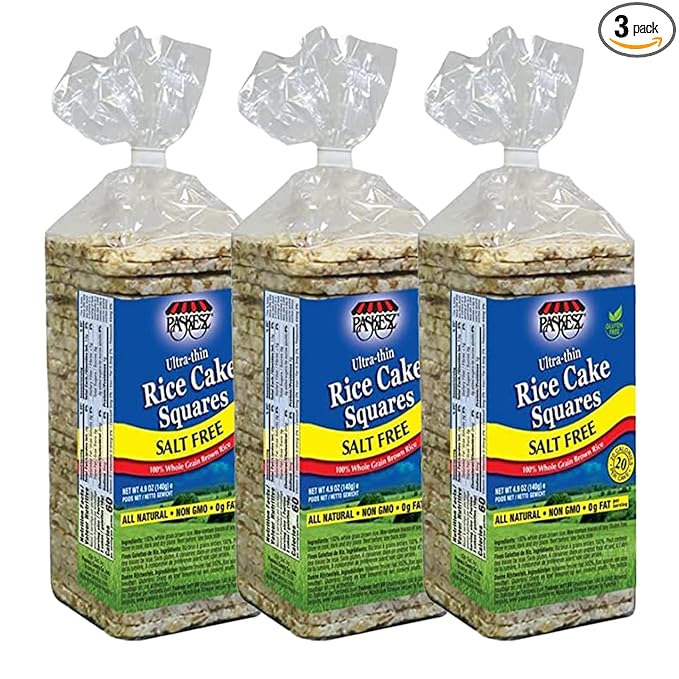 Only Kosher Candy Ultra Thin Salt Free Rice Cakes Squares, (Pack of 3)
