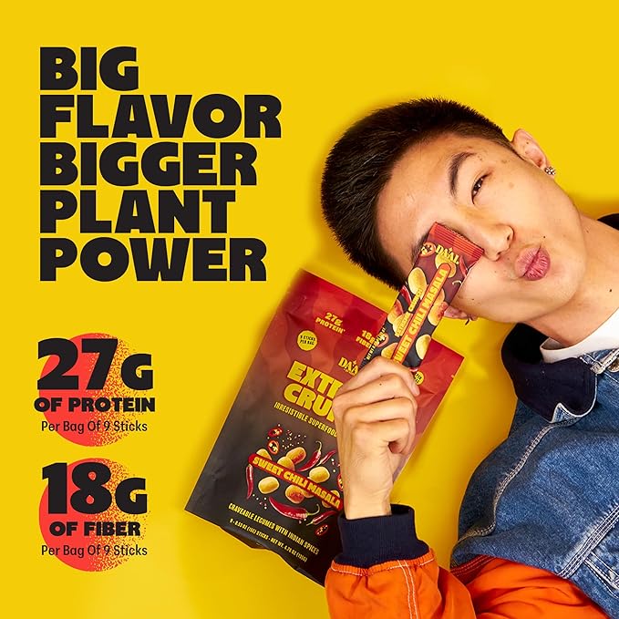 Daal By Keen Crunchy Mung Bean Snacks – Sweet Chili Masala – Plant-Based Protein, High Fiber, Gluten-Free, Nut-Free – Mix into Salads or Enjoy as an On-the-Go Snack – 1 Resealable Pack, 4.76 oz