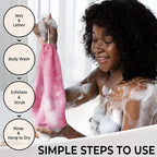 African Net Sponge Authentic - Afro Scrub Exfoliating Net Sponge with Knots - African Bath Sponges for Body Scrubber Exfoliator - Back Scrubber for Shower Bathing Accessories