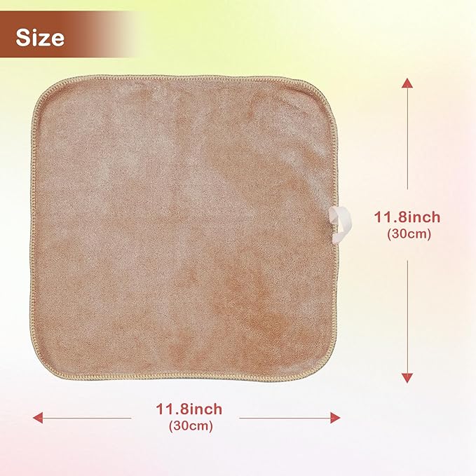 Makeup Remover Cloth 12 x 12 Inch, Reusable Makeup Remover Towels for Washing Face, 6 Pack Washable Microfiber Face Cloth Fast Drying Washcloth, Brown