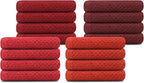 16 Pack Cotton Washcloths for Body and Face, 12x12 Inches, Pack of 16, Multipurpose and Lightweight Wash Clothes for Face. Highly Absorbent - Travel and Bath Towel (Red Family)