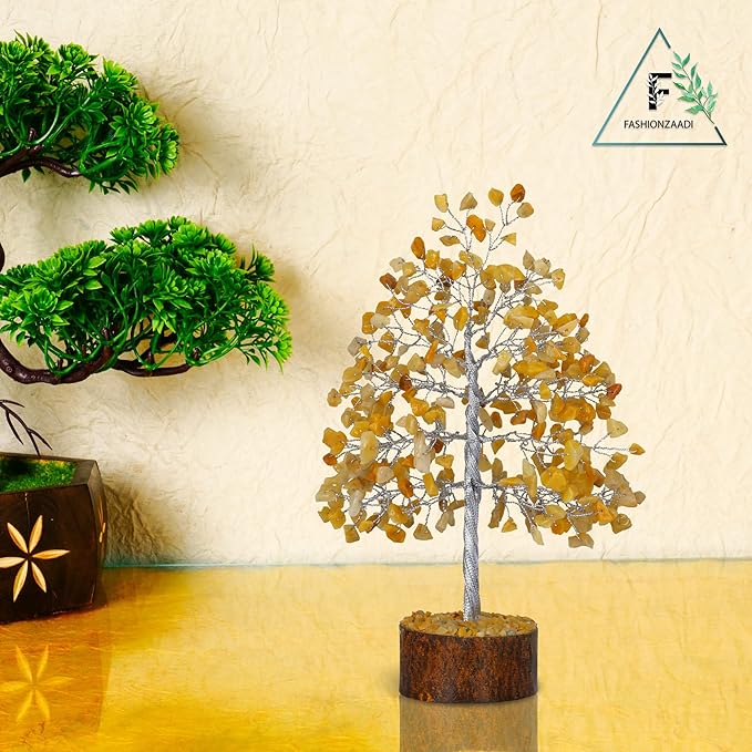 FASHIONZAADI Yellow Aventurine Healing Crystal Bonsai Tree, Desk Decor for Room & Office Decor, Spiritual Gift - Crystals for Home, Room Decor - Cute House Warming Gifts for Women, Mom Birthday