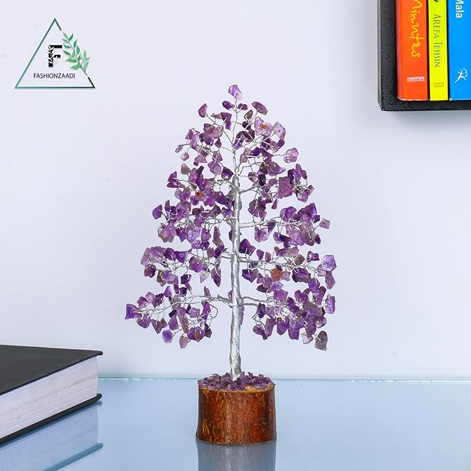 FASHIONZAADI Amethyst Crystals Tree of Life - Stones and Crystals - Bonsai Tree - Good Luck Gifts for Women - Meditation Accessories - Chakra Stones Decor