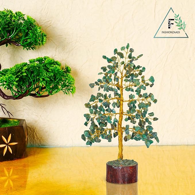 FASHIONZAADI Green Aventurine Crystal Tree, Crystals and Stones, Gem Tree, Healing Gemstones and Crystals Home Decor, Meditation Decor, Spiritual Gifts for Women, Good Luck Gift