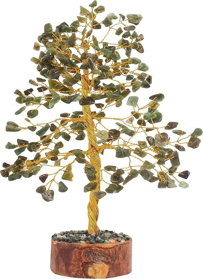 FASHIONZAADI Green Aventurine Crystal Tree, Crystals and Stones, Gem Tree, Healing Gemstones and Crystals Home Decor, Meditation Decor, Spiritual Gifts for Women, Good Luck Gift