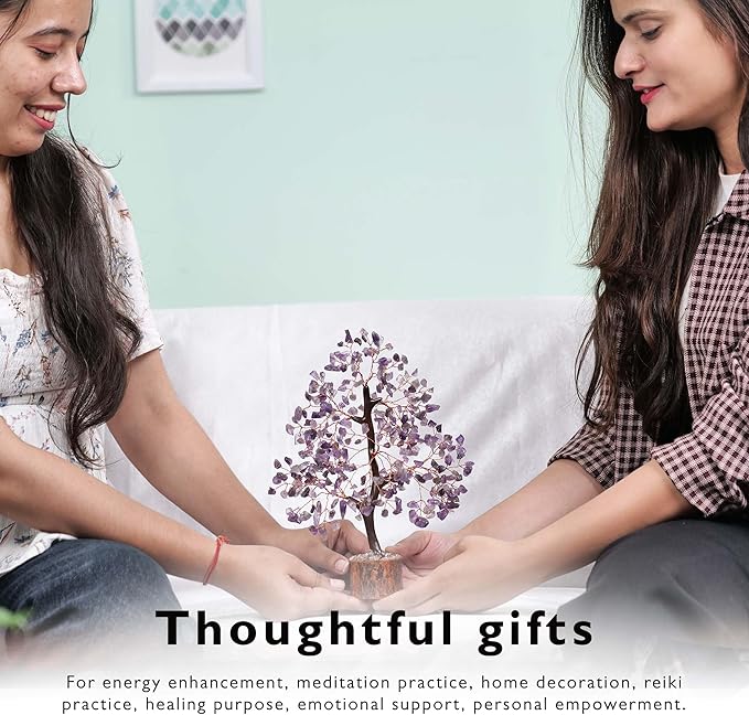 FASHIONZAADI Amethyst Crystals Tree of Life - Stones and Crystals - Bonsai Tree - Good Luck Gifts for Women - Meditation Accessories - Chakra Stones Decor