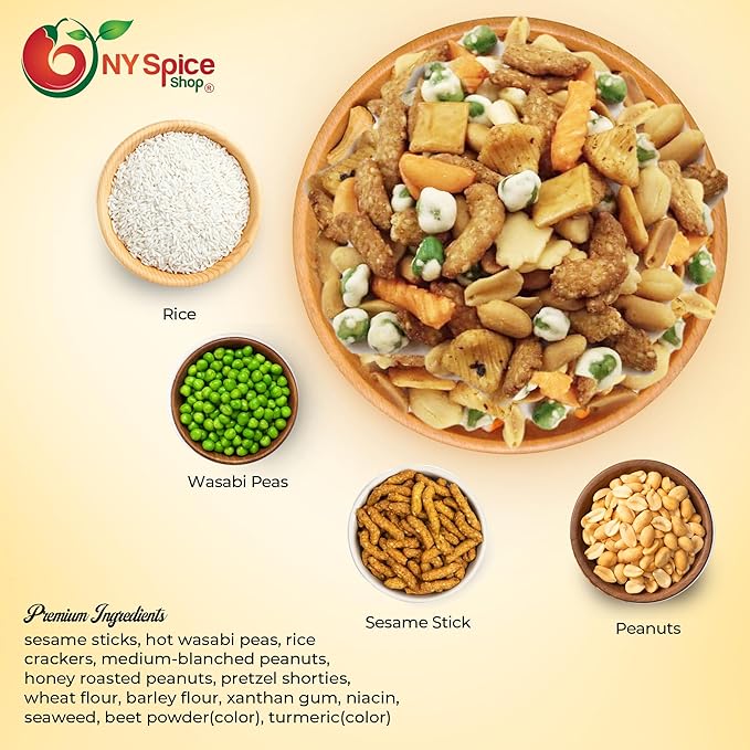 NY Spice Shop Wasabi Explosions Crackers - 3 Pound Rice Snacks - Crunchy, Spicy, Natural & Mixed Rice Crackers