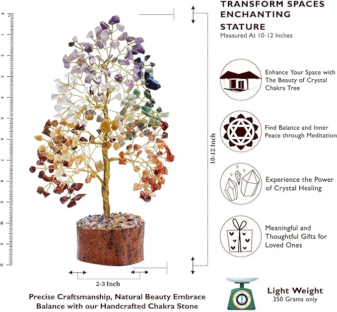 FASHIONZAADI 7 Chakra Crystal Tree of Life, Crystals and Healing Stones, Birthday Gifts for Women - Crystals for Positive Energy, Home Office Decor, Birthday Gifts for Women