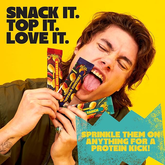 Daal By Keen Crunchy Mung Bean Snacks – Variety Pack - Plant-Based Protein, High Fiber, Gluten Free & Nut-Free – Mix into Salads or Enjoy as an On-the-Go Snack - 1 Resealable Pack, 4.76 oz