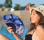 Amajiji 8.27"(21cm) Hand Held Bamboo Silk Folding Fan Hand Fan,Chinese/Japanese Charming Elegant Vintage Retro Style,Women Ladys Girls Best Gifts (Blue Butterfly)