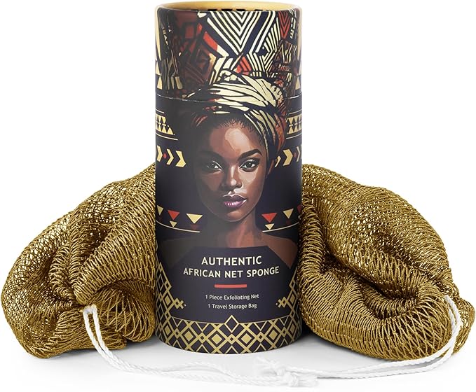 African Net Sponge Authentic - Afro Scrub Exfoliating Net Sponge with Knots - African Bath Sponges for Body Scrubber Exfoliator - Back Scrubber for Shower Bathing Accessories