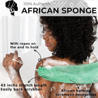 African Net Sponge Authentic - Afro Scrub Exfoliating Net Sponge with Knots - African Bath Sponges for Body Scrubber Exfoliator - Back Scrubber for Shower Bathing Accessories