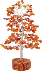 FASHIONZAADI Carnelian Chakra Tree of Life - Crystal for Positive Energy, Handmade Gemstone Feng Shui Decor, Good Luck Money Tree Bonsai - Orange Healing Crystals for Sacral Chakra, Prosperity Gift