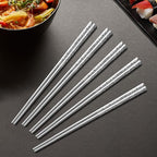 5 Pairs Dragon Chopsticks Set Premium Stainless Steel 316 Kitchen Dinning Utensils Silver Reusable Metal Chop Sticks Tableware Gift Set 9.26 Inches