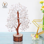 YATSKIA Clear Quartz Crystal Tree - Sculpture, Handmade 100% Natural Gemstones, Customizable, Home Decor, Feng Shui, Housewarming Gift