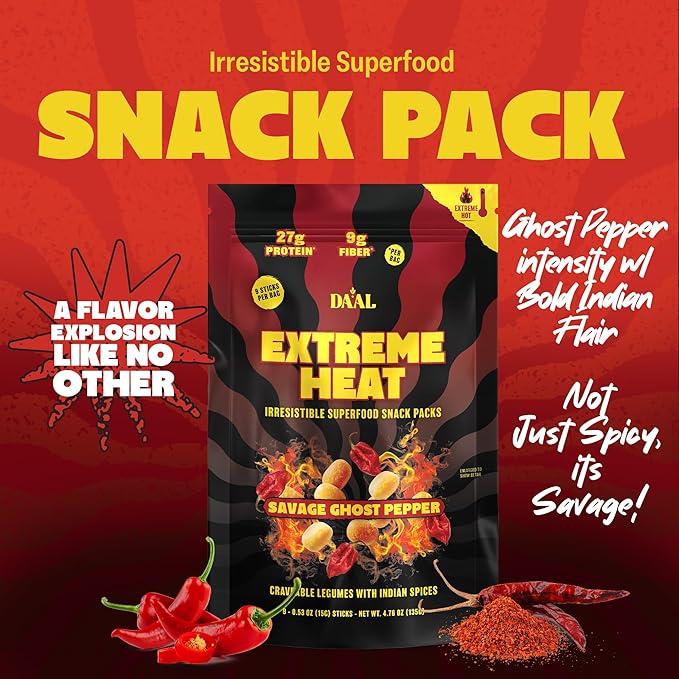Daal By Keen Crunchy Mung Bean Snacks – Savage Ghost Pepper - Plant-Based Protein, High Fiber, Gluten Free & Nut-Free – Mix into Salads or Enjoy as an On-the-Go Snack - 1 Resealable Pack, 4.76 oz