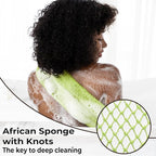 African Net Sponge Authentic - Afro Scrub Exfoliating Net Sponge with Knots - African Bath Sponges for Body Scrubber Exfoliator - Back Scrubber for Shower Bathing Accessories