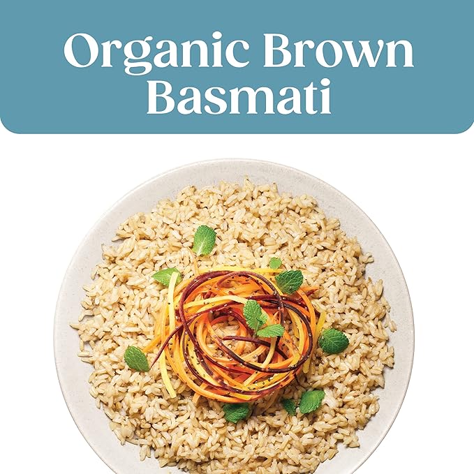 SEEDS OF CHANGE Certified Organic Brown Basmati Rice, Organic Food, 8.5 OZ Pouch (Pack of 12)