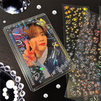 24 Sheets Holographic Kpop Deco Stickers Korean Stickers for Photocards Self Adhesive Clear Glitter Star Moon Butterfly Bubbles Decals for Album Scrapbook Journal Planner for DIY Decoration