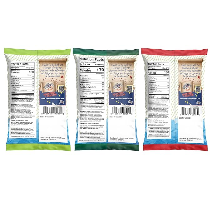 Japanese Tempura Seaweed Snack Chips, Noriten – 3 Flavor Variety Pack, 0.95oz x 6, Made in Japan by Swashbuckle Snacks
