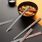 A·HOUSEWARE Copper Dragon Chopsticks Set Stainless Steel 316 Chop Sticks 5 Pairs Reusable Rose Gold Dinning Utensils Tableware Dishwasher Safe and Luxury Gift Box