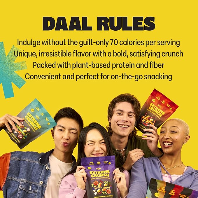 Daal By Keen Crunchy Mung Bean Snacks – Buffalo Chutney – Plant-Based Protein, High Fiber, Gluten-Free, Nut-Free – Mix into Salads or Enjoy as an On-the-Go Snack – 1 Resealable Pack, 4.76 oz