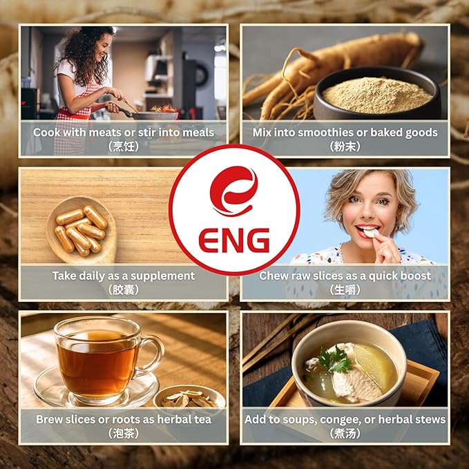 ENG 2 Boxes American Ginseng Root – Medium Panax Ginseng,4oz/Box,Organic Herbal from Wisconsin for Men & Women,Brew Tea & Soup to Boost Energy & Wellness（8 Ounce）