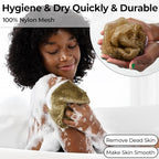 African Net Sponge Authentic - Afro Scrub Exfoliating Net Sponge with Knots - African Bath Sponges for Body Scrubber Exfoliator - Back Scrubber for Shower Bathing Accessories