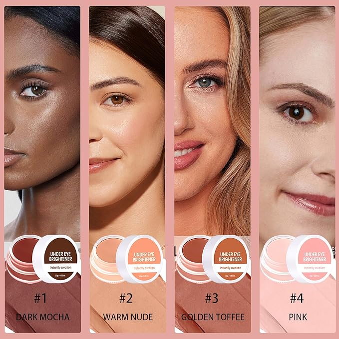 Under Eye Brightener Concealer, Long-Lasting Hydrating and Waterproof Color Corrector for Dark Circles, Full Coverage Lightweight Undereye Brightening Cream with Puff & Concealer Pen,#03 Golden Toffee