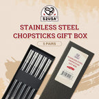 52USA Stainless Steel Chopsticks Reusable Gift Set, 5 Pairs–Lightweight 304 Stainless Steel Metal Chopsticks,Dishwasher Safe, Non-Slip, 9 in/22.9cm,Japanese Korean Chop Stick Ideal for Sushi, Noodles