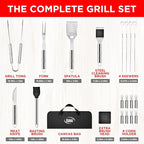 Kaluns Grilling Accessories, Dad Gifts for Christmas Grilling Gifts, Heavy Duty Stainless Steel Grill Set BBQ Grill Accessories for Outdoor Grill with Storage Case and Apron, Best Gifts for Men Dad