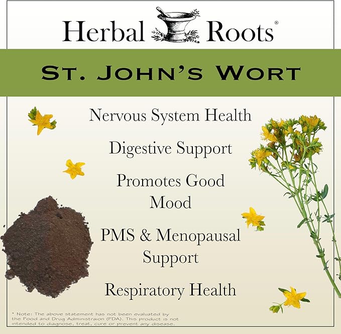 Herbal Roots Mood Duo, Organic St. John's Wort and Ashwagandha Supplement, Natural Mood Support, Non-GMO