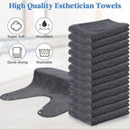12 Pieces Facial Towels Split Design Soft Esthetician Towels Removing Spa Microfiber Face Cloth for Home Salon Facial Steam Massage and Cleansing(Dark Gray)