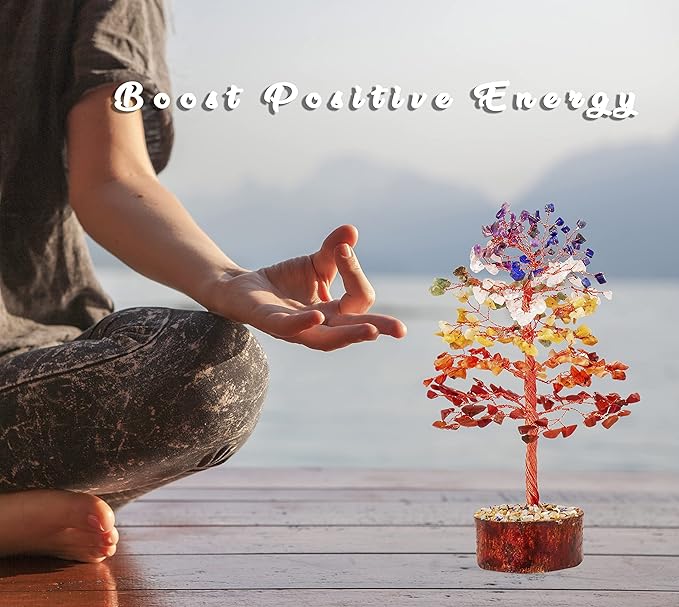 FASHIONZAADI Premium Crystal Tree of Life – 7 Chakra Tree for Healing, Harmony, Positive Energy, Luck & Manifestation – Spiritual Gifts for Women
