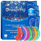Under Eye Patches (8 Pairs) - Revitalises and Refreshes Your Skin, Eye Masks for Eye Bags, Dark Circles, Wrinkles, Collagen Gel Pads, Relieves Pressure - Travel Essentials