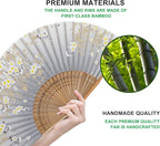 Amajiji 8.27"(21cm) Hand Held Bamboo Silk Folding Fan Hand Fan,Chinese/Japanese Charming Elegant Vintage Retro Style,Women Ladys Girls Best Gifts (Gray Little Sakura)