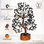 YATSKIA Black Tourmaline Gemstone Tree - Crystal Tree of Life - Crystals and Stones Home Office Decor - Good Luck Gifts for Women