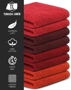 16 Pack Cotton Washcloths for Body and Face, 12x12 Inches, Pack of 16, Multipurpose and Lightweight Wash Clothes for Face. Highly Absorbent - Travel and Bath Towel (Red Family)