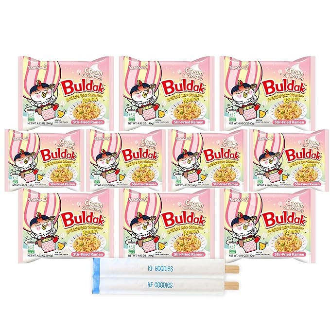 Samyang Buldak Hot Spicy Chicken Ramen Noodle Korean Stir-Fried Ramen (10 Pack - Cream Carbonara)