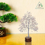 FASHIONZAADI Rose Quartz Crystal Tree, Silver Wire Feng Shui Gemstone Decor, Chakra Healing Stones Crystal Decor, Artificial Bonsai Money Tree, Good Luck Spiritual Gifts for Women & Men